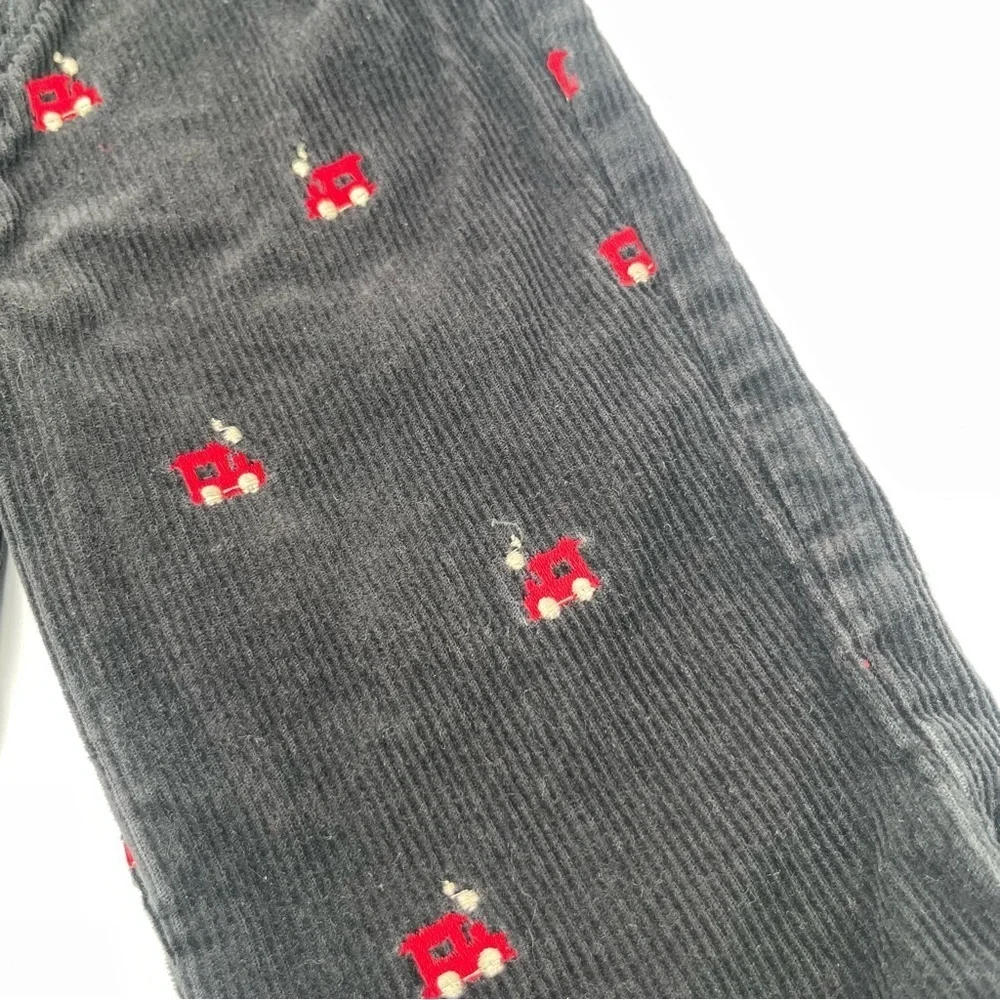 Vtg Oshkosh Toddler Boys Size 12 mos Black Corduroy Train Pants w/Sweater Vest